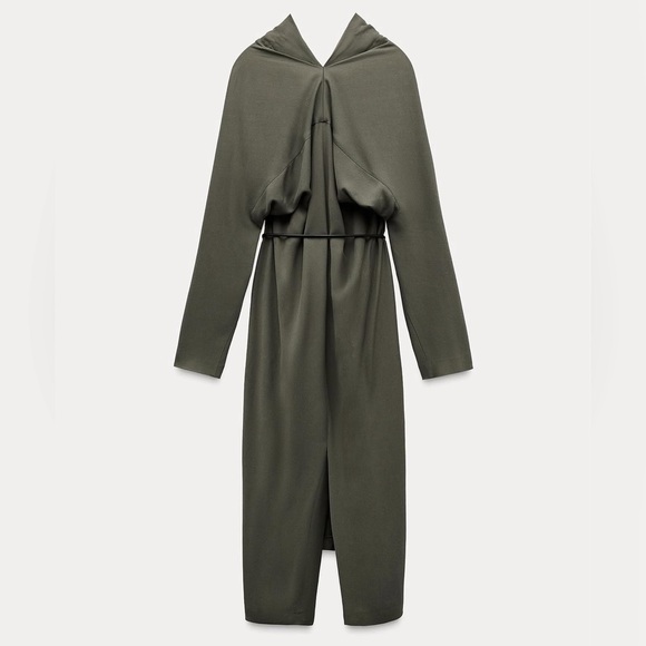 Zara Olive Green Midi Dress - Picture 4 of 5